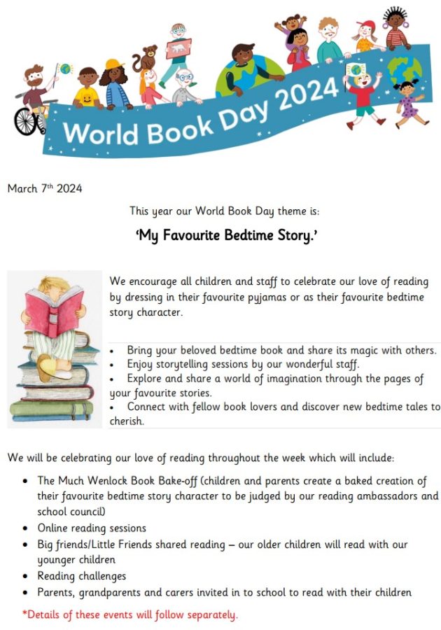 World Book Day 7th March 2024 Much Wenlock Primary School and Nursery